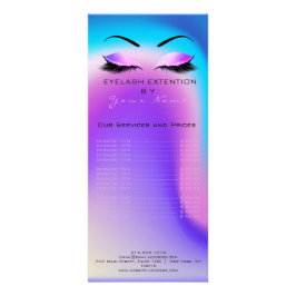 Brandende prijslijst Lashes Extension Miami Beach Reclamekaart