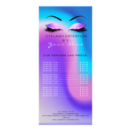 Brandende prijslijst Lashes Extension Miami Ocean Reclamekaart