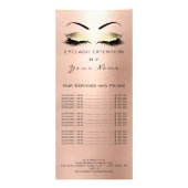 Brandende prijslijst Lashes Uitbreidingsroze Rose Reclamekaart (Achterkant)