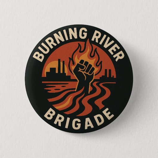Brandende Rivier Brigade Knop Ronde Button 5,7 Cm (Voorkant)