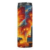 Brandende rode semi-vrachtwagen vlammen thermosbeker (Achterkant)