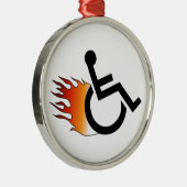 Brandende rolstoel metalen ornament (Rechts)