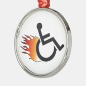 Brandende rolstoel metalen ornament (Links)