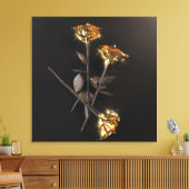 Brandende Rozen – Gouden Elegantie Canvas Afdruk (Insitu (Woonkamer))