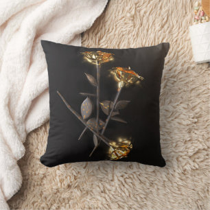 Brandende Rozen – Gouden Elegantie Kussen