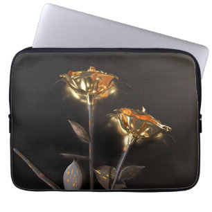 Brandende Rozen – Gouden Elegantie Laptop Sleeve