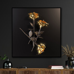 Brandende Rozen – Gouden Elegantie Poster