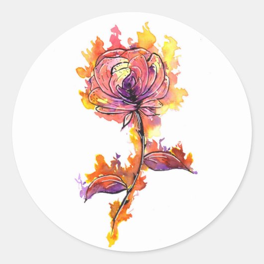 Brandende Rozen Tatoeage Ronde Sticker (Voorkant)