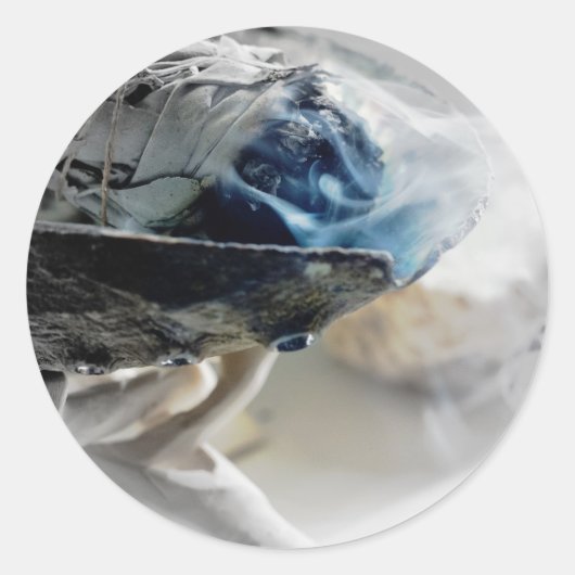 Brandende Salie Rook Metafysische Esoterische Fees Ronde Sticker (Voorkant)