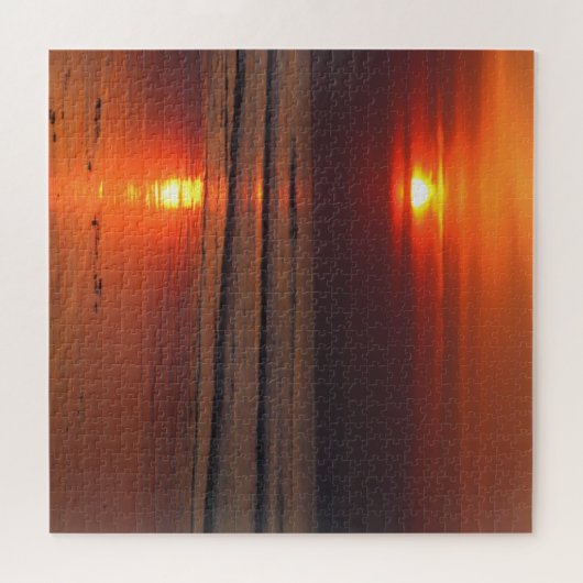 Brandende strandzonsondergang - 20x20 - 676 stuks legpuzzel (Horizontaal)
