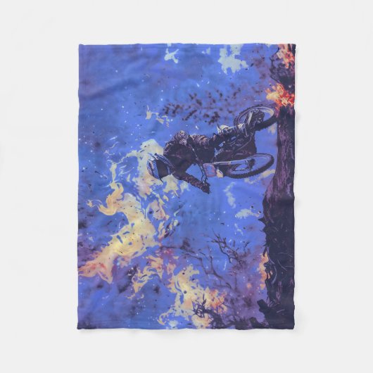 Brandende Trails - Dirt-bike Rider Fleece Deken (Voorkant)