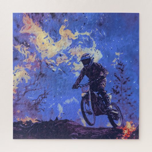 Brandende Trails - Dirt-bike Rider Legpuzzel (Verticaal)