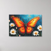 Brandende vlinder heldere vurige monarch vleugels canvas afdruk (Voorkant)