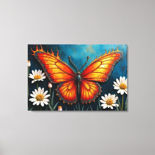 Brandende vlinder heldere vurige monarch vleugels  canvas afdruk (Voorkant)