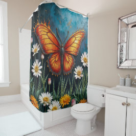 Brandende vlinder heldere vurige monarch vleugels douchegordijn
