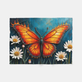 Brandende vlinder heldere vurige monarch vleugels fleece deken