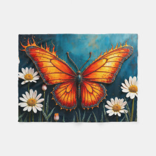 Brandende vlinder heldere vurige monarch vleugels fleece deken