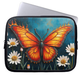 Brandende vlinder heldere vurige monarch vleugels laptop sleeve