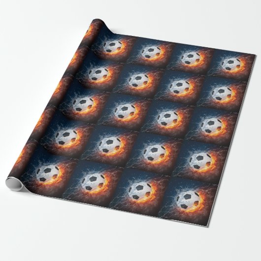 Brandende voetbal bal werpkussen cadeaupapier (Uitgerold)