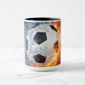 Brandende voetbal bal werpkussen mok (Midden)