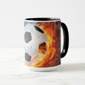 Brandende voetbal bal werpkussen mok (Voorkant rechts)