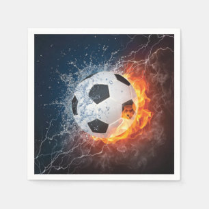 Brandende voetbal bal werpkussen servet