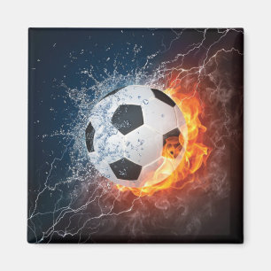 Brandende voetbal kussen magneet