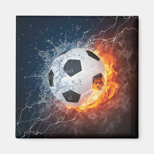Brandende voetbal kussen magneet (Voorkant)