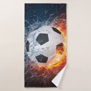Brandende voetbal kussensloop badhanddoek