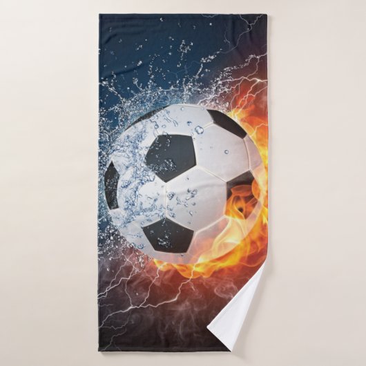 Brandende voetbal kussensloop badhanddoek (Badhanddoek)