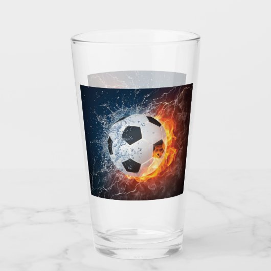 Brandende voetbal kussensloop glas (Voorkant)
