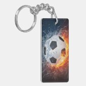 Brandende voetbal kussensloop sleutelhanger (Voorkant Links)