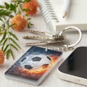 Brandende voetbal kussensloop sleutelhanger (Voorkant Rechts)
