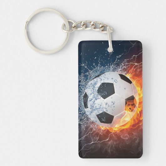 Brandende voetbal kussensloop sleutelhanger (Voorkant)