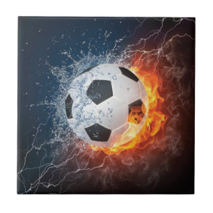 Brandende voetbal kussensloop tegeltje