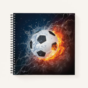Brandende Voetbal/Soccerbal Worpkussen Notitieboek