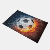Brandende voetbal-werpkussen deurmat (Schuin)