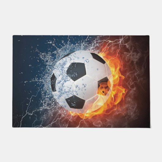 Brandende voetbal-werpkussen deurmat (Voorkant)