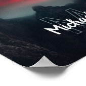 Brandende wolken, mist en bergen monogram poster (Hoek)