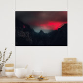 Brandende wolken, mist en bergen poster (Keuken)