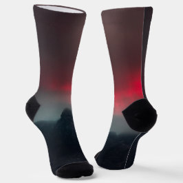 Brandende wolken, mist en bergen sokken