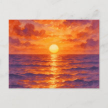 Brandende Zonsondergang - Levendige Aquarel Schild