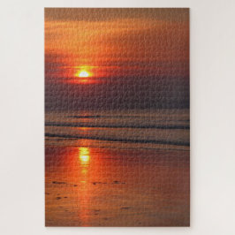 Brandende zonsondergang op het strand - 20x30 - 10 legpuzzel