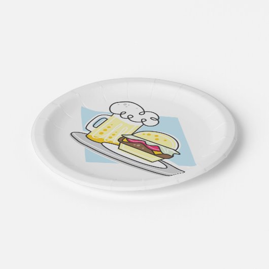 brander en bier papieren bordje (Gekanteld)