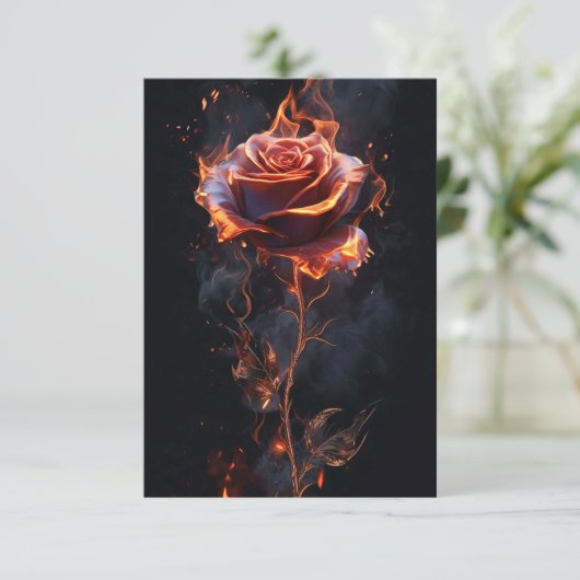 Branderig gevoel roos kaart (Staand voorkant)