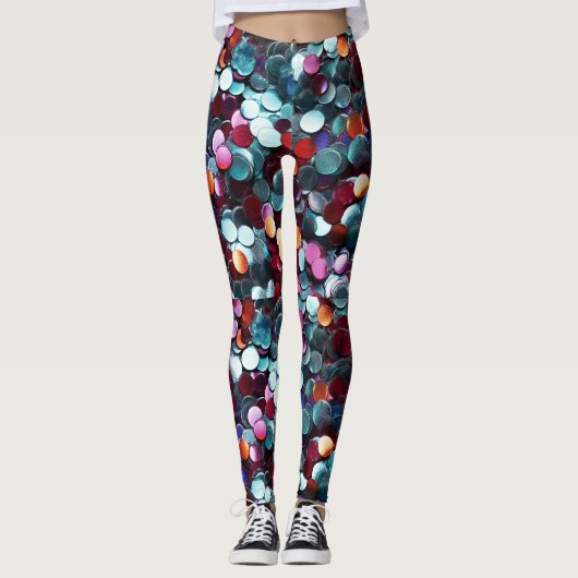 Branderig Man Veelkleurige pailletten Leggings (Voorkant)
