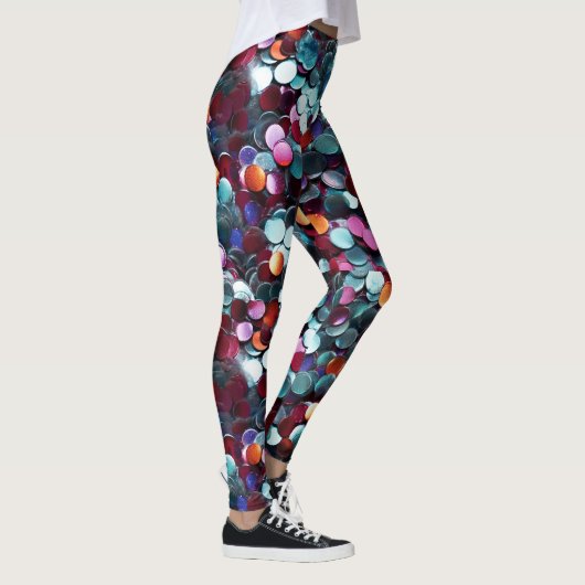 Branderig Man Veelkleurige pailletten Leggings (Rechts)