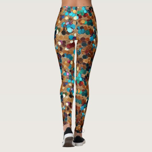 Branderig Man Veelkleurige pailletten Leggings (Achterkant)