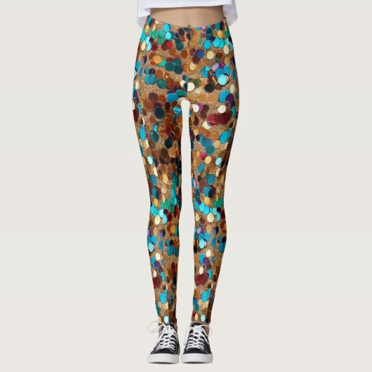 Branderig Man Veelkleurige pailletten Leggings (Voorkant)