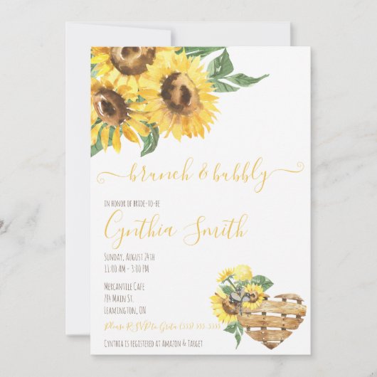 Branderig Waterverf Zonnebloem Vrijgezellenfeest Kaart (Voorkant)